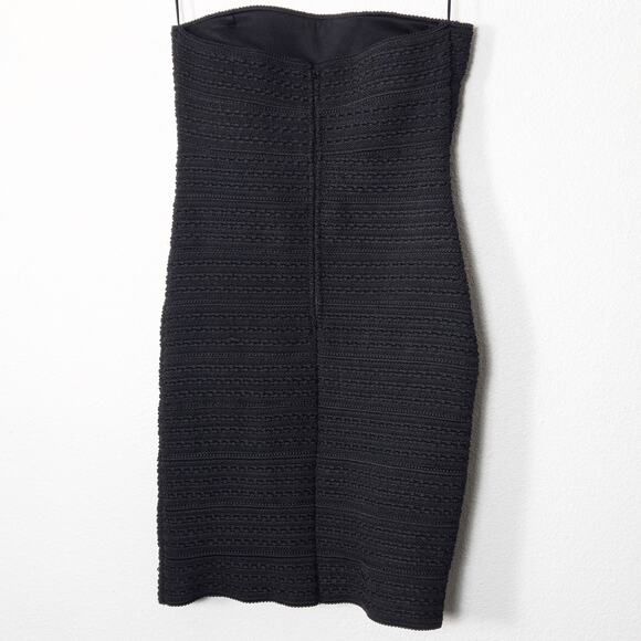 Cache Strapless Bodycon Dress Size 6 Black Sleek Minimalist Clubwear - Picture 2 of 8